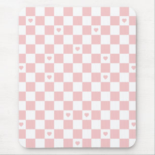 Mousepad com Fundo de Padrão Xadrez Rosa
