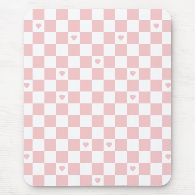 Mousepad com Fundo de Padrão Xadrez Rosa (Frente)