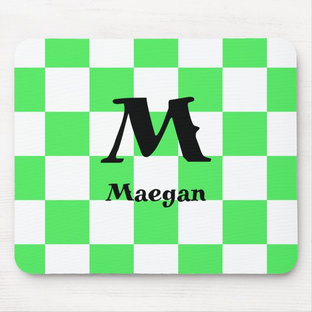 Mousepad com Fundo de Padrão Xadrez Verde (Frente)
