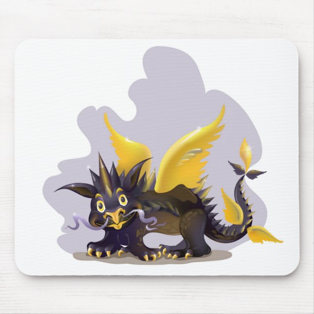 Mousepad com imagem preta engraçada do dragão (Frente)