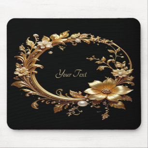 Mousepad com Moldura Ornata Floral Dourada