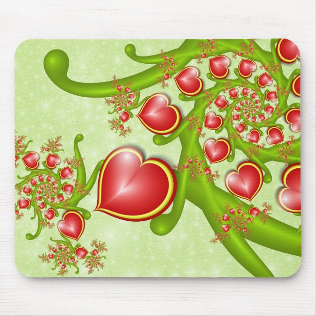 Mousepad Com muito amor Corações Amarelos Vermelhos Arte Fr (Frente)