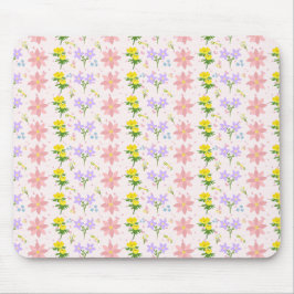 Mousepad com padrão botânico de flores silvestres