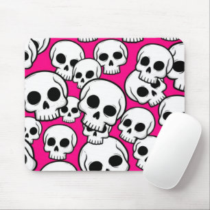 Mousepad com padrão de caveira rosa