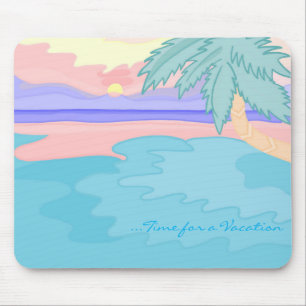 Mousepad com por do sol no design da praia