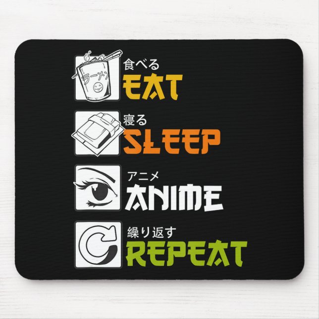 Mousepad Coma animação de sono Repetir Presente Idea Cospla (Frente)