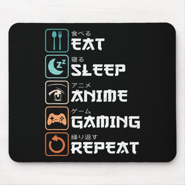 Mousepad Coma animação do sono Jogos Repetir Divertimento J (Frente)
