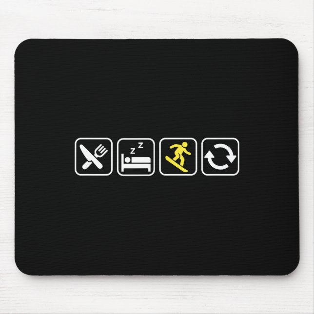 Mousepad Coma dormir snowboard repetir amantes do esqui esq (Frente)