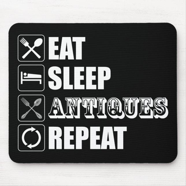 Mousepad Coma. Durma. Antiguidades. Repetir (Frente)