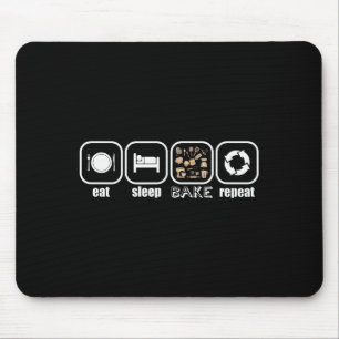 Mousepad Coma, Durma, Cozinhe, Repita - Bolo Engraçado, Coz
