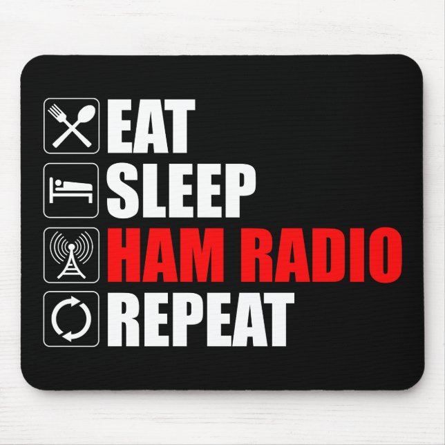 Mousepad Coma. Durma. Rádio Ham. Repetir (Frente)