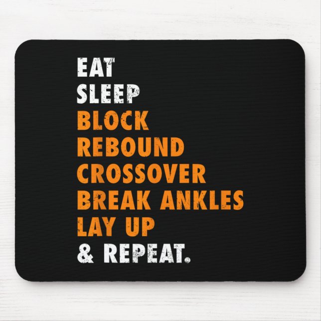 Mousepad Coma o Sono Basquete Repita Presente Divertido par (Frente)