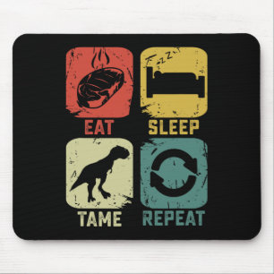 Mousepad Coma o tempo de sono Repita o Geek de jogos Dinoss