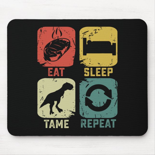 Mousepad Coma o tempo de sono Repita o Geek de jogos Dinoss (Frente)