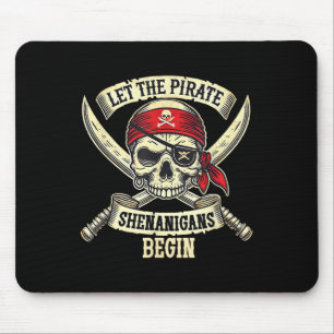 Mousepad Começam as Travessuras Piratas de Halloween Caveir