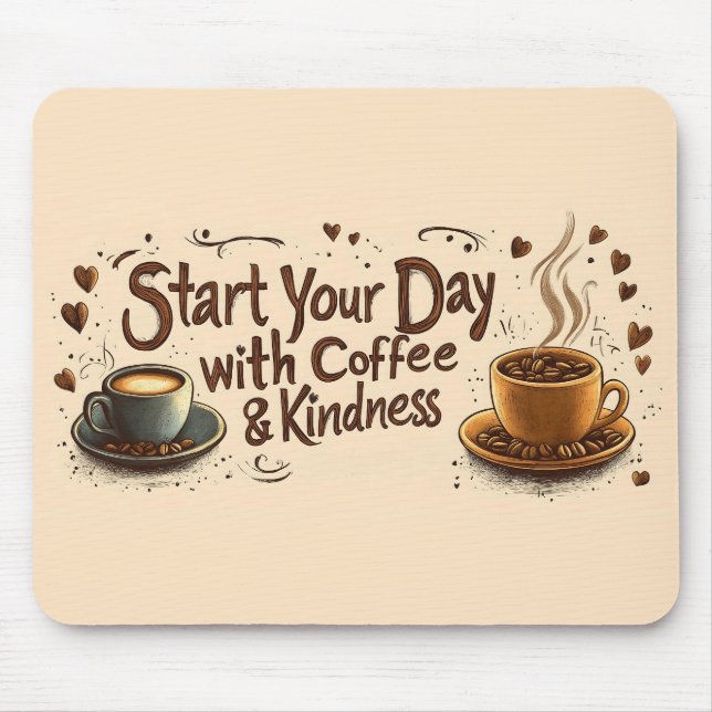 Mousepad Comece Seu Dia com Café e Bondade Citação (Frente)