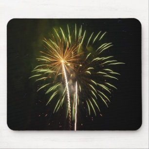 Mousepad Comemoração de Férias de Fogos de Fogo Verde e Dou