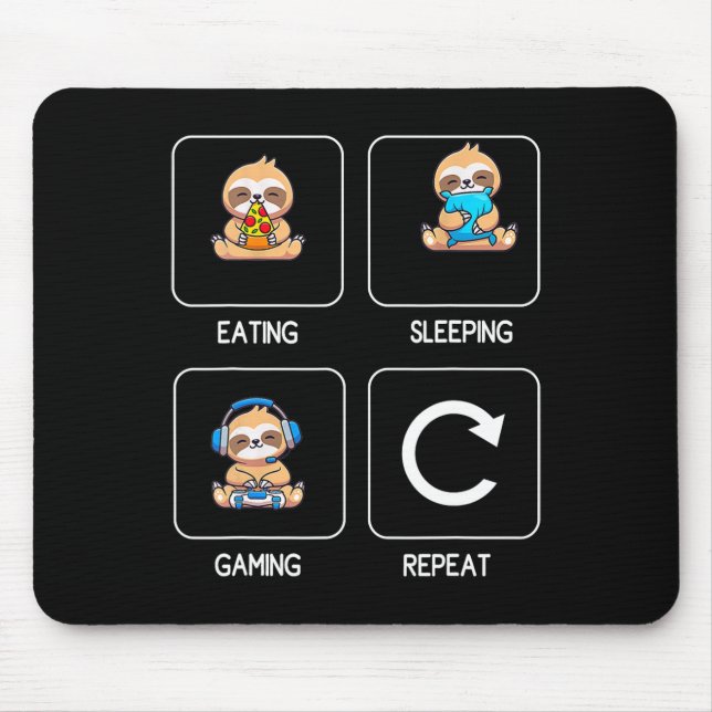 Mousepad Comendo Jogando Dormindo Jogando Video Game Gamer  (Frente)