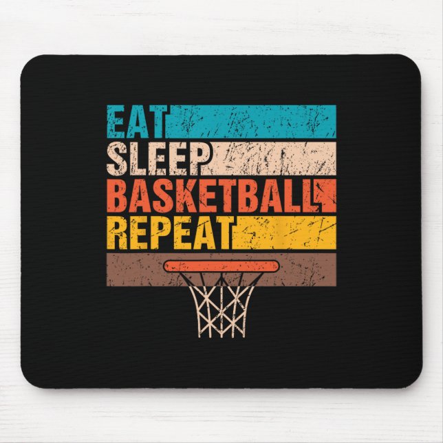 Mousepad Comer. Dormir. Basquete. Repetir. Jovens basqueteb (Frente)