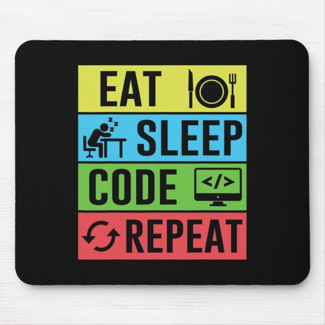 Mousepad Comer Dormir Codificar Repetir Divertido Programaç (Frente)