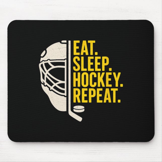 Mousepad Comer Dormir Hockey Repetir Para Jogadores de Hock (Frente)