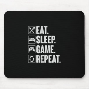 Mousepad Comer Dormir Jogo Repetir Vídeo Engraçado Presente