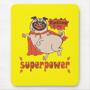 Mousepad Comer é o meu super poder, estilo cômico de manto