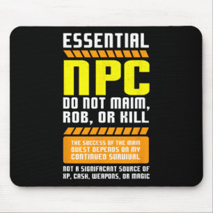 Mousepad Cômico Essencial Npc Gamer E Não Jogador De Jogos