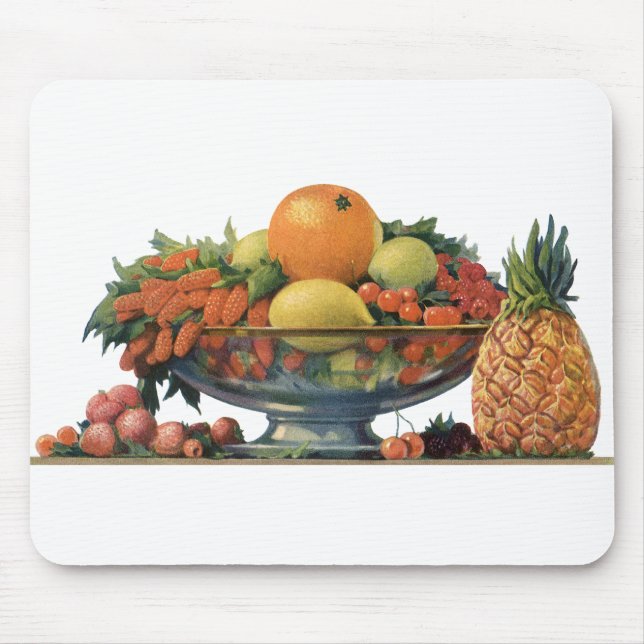 Mousepad Comida Antiga, Frutas Sortidas em uma Tigela (Frente)