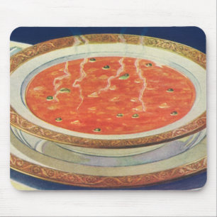 Mousepad Comida de vindima, Tigela Quente de Tomate com Erv