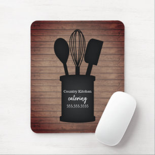 Mousepad Comida do Restaurante da Madeira Rústica