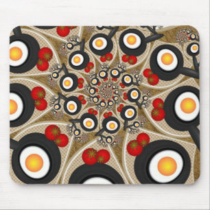 Mousepad Comida Engraçada De Arte Fractal, Tomates, Ovos