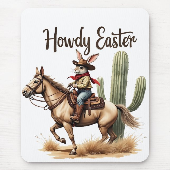 Mousepad Como Coelhinho da Páscoa cavalgando um cowboy equi (Frente)