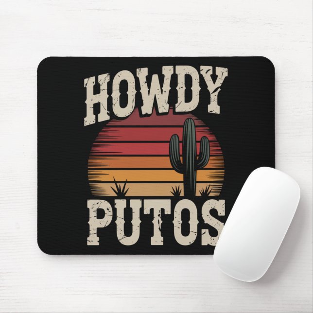 Mousepad Como vai Putos Cacto Engraçado Retro Vintage (Com mouse)