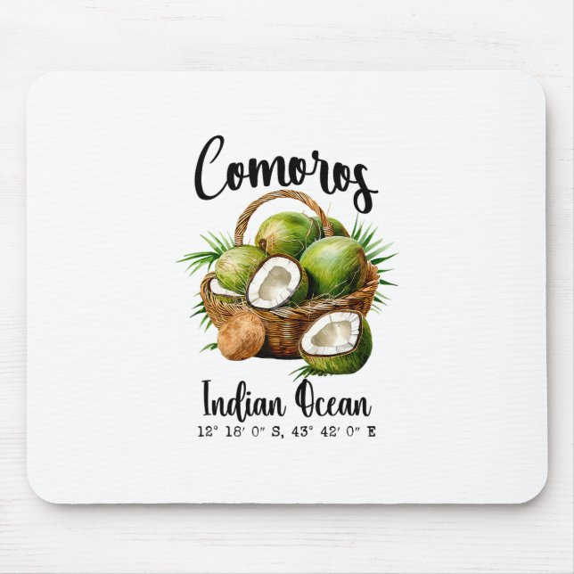 Mousepad Comoros Coconut Indian Ocean Tropical Island Gps V (Frente)