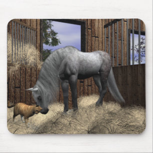 Mousepad Companheiros Silenciosos Cavalo e Cabeça de Mão de