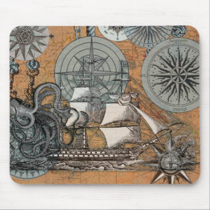 Mousepad Compass Rosa Vintage Poltopus Náutico Arte Náuti