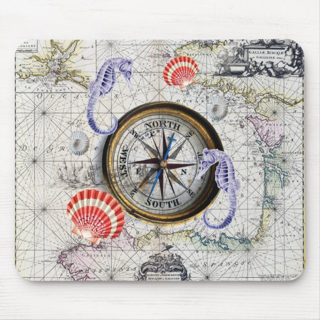 Mousepad Compass Vintage Náutico (Frente)