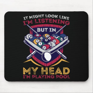 Mousepad Competição Desportiva Jogadora de Piscina Billiard