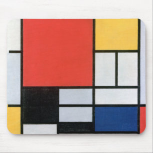 Mousepad Composição Vermelho, Amarelo, Azul, Preto, Mondr
