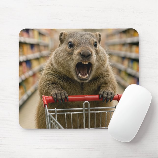 Mousepad Comprador de mercearia Marmota Zangada (Com mouse)
