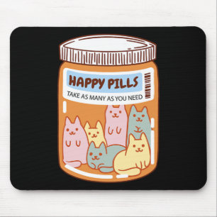 Mousepad Comprimidos felizes Divertidos Gatos De Saúde Ment