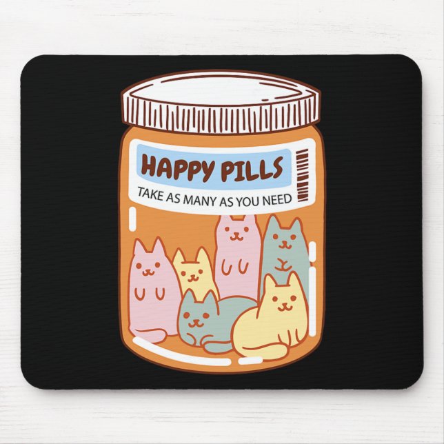 Mousepad Comprimidos felizes Divertidos Gatos De Saúde Ment (Frente)