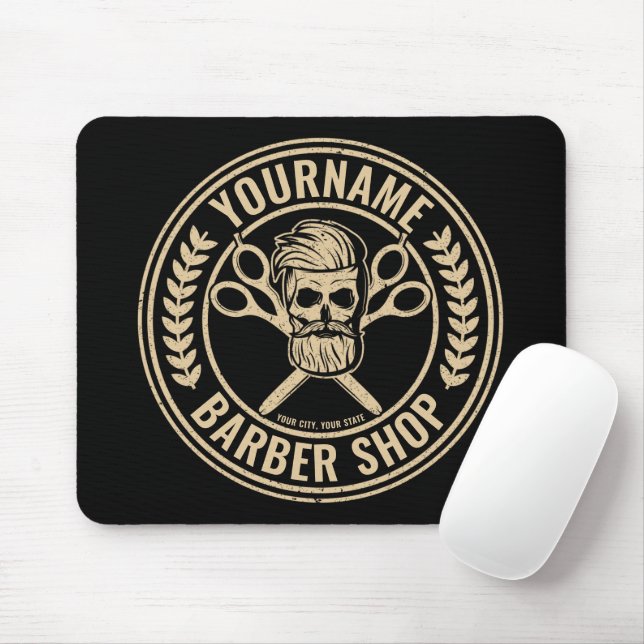 Mousepad Compro de Barber Personalizado Skull Rockabilly Sa (Com mouse)