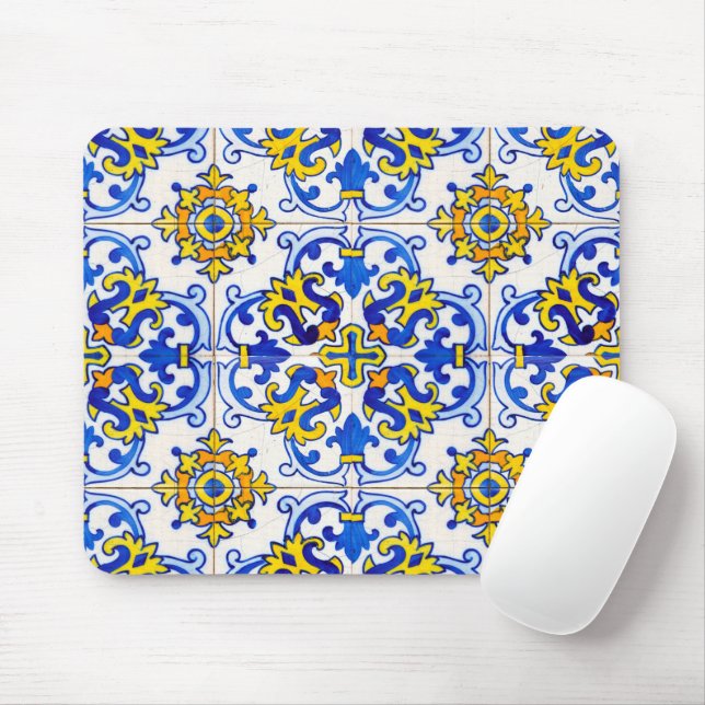 Mousepad Computador Mosaico do Azulejo Azulejo Português (Com mouse)