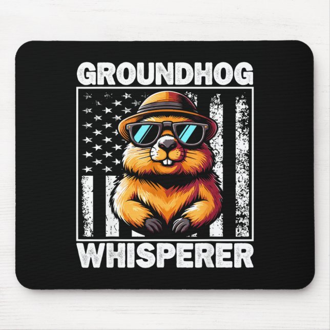 Mousepad Comunicador Retro de Marmota Engraçado Dia da Marm (Frente)