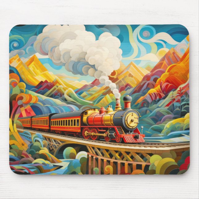 Mousepad Conceito de comboio de locomotiva Cena Abstrato (Frente)