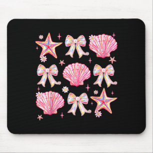 Mousepad Concha de Laço Coquete de Verão Rosa Vibrações de