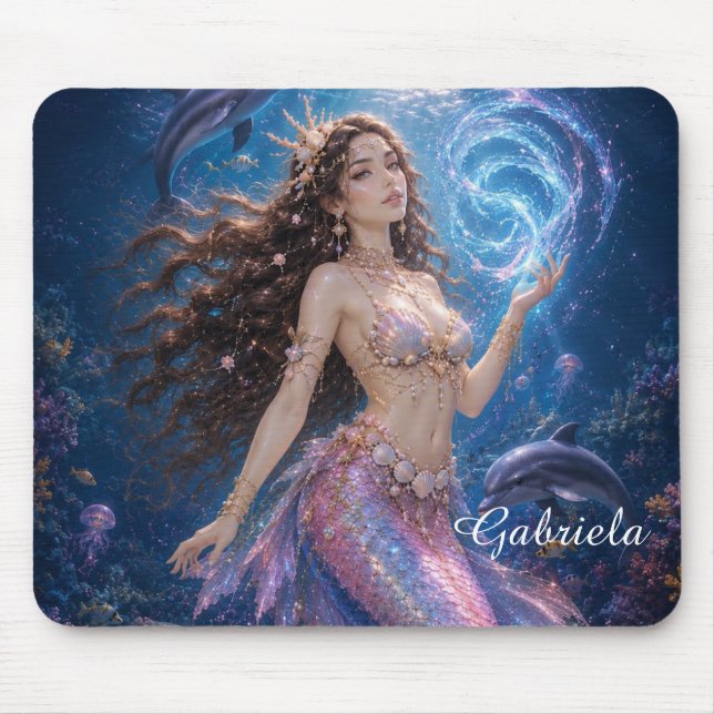 Mousepad Concha de sereia mágica Mareena editável  (Frente)