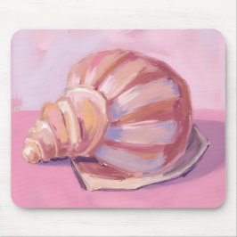 Mousepad Concha Rosa do Mar | Pintura em Aquarela de Água d